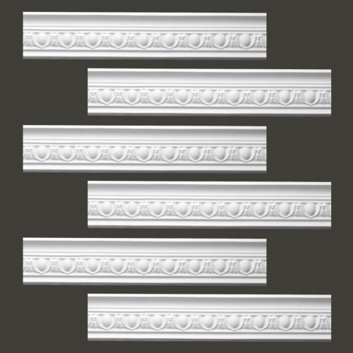 Ornate White Urethane Foam Emperial Cornice  6 Pieces Totaling 567.75" Length image-2